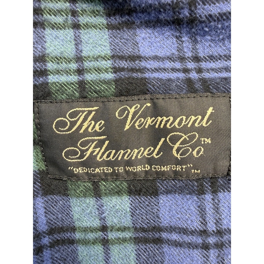 Vermont Flannel Co Mens XL Button Up Shirt Blue Green Plaid Cotton USA Heavy - Picture 4 of 11